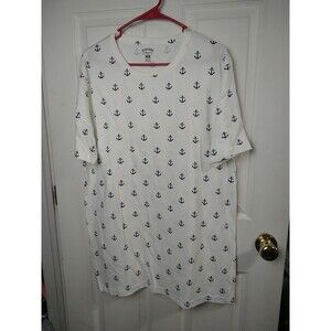 Beantown Men's XXL White Tee SS Long Anchor Nautical Comfort Casual Norm Core